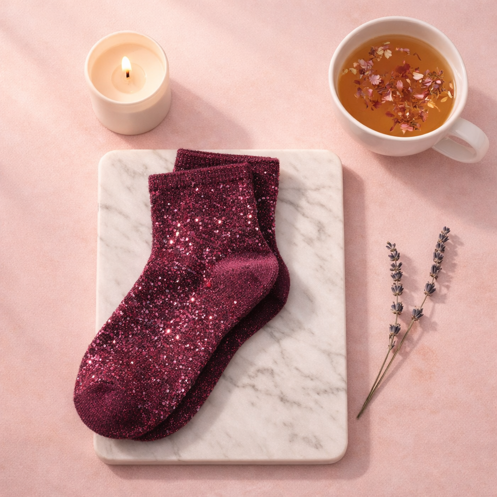 Chaussettes à paillettes message beauté fatale